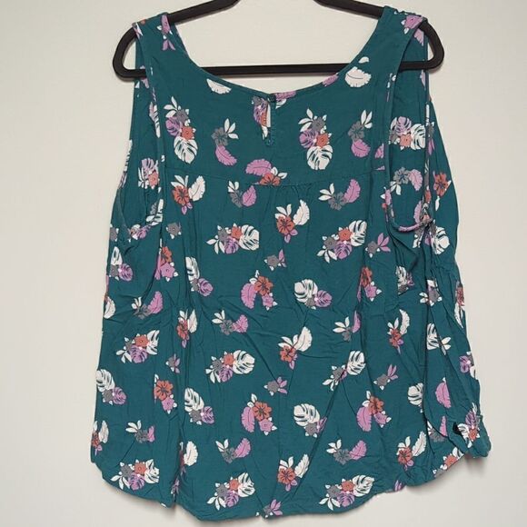 EVRI Green Floral Sleeveless Blouse - Picture 3 of 6
